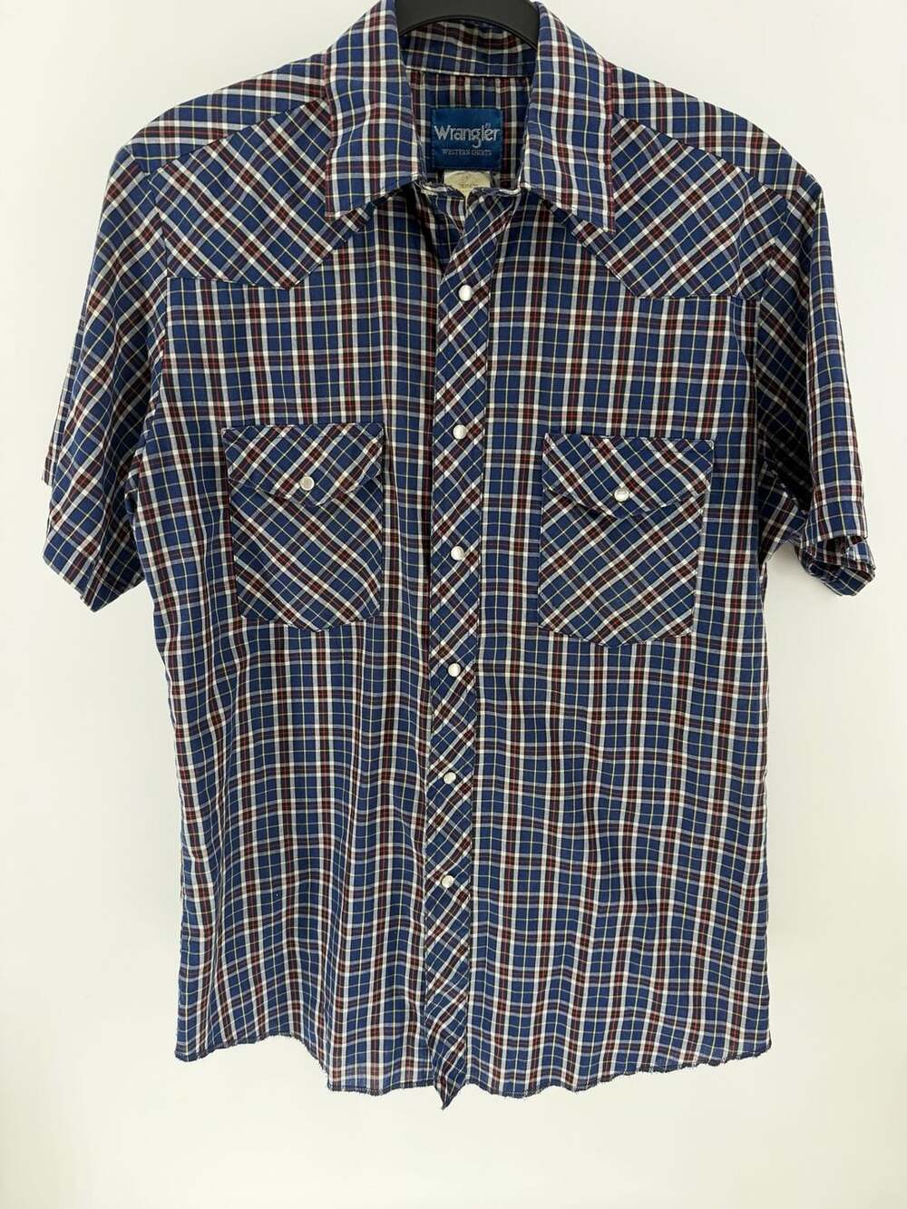 Vintage Wrangler Western Shirt Men’s Medium Plaid Pearl Snap Cowboy